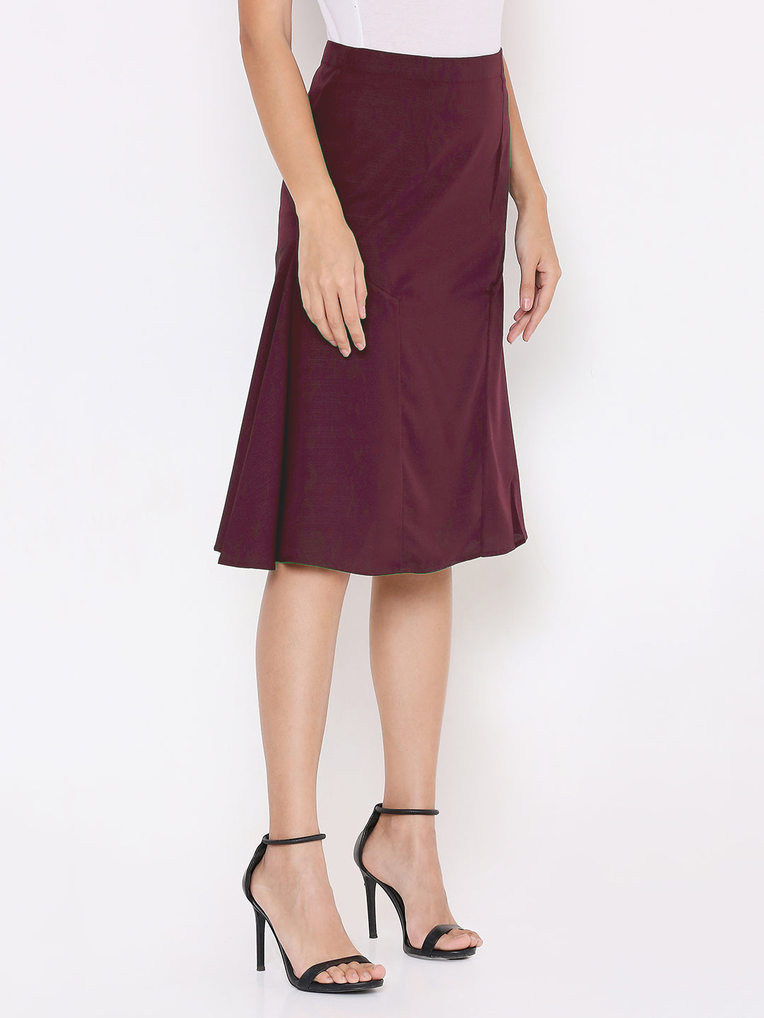 Maroon skirt knee length online