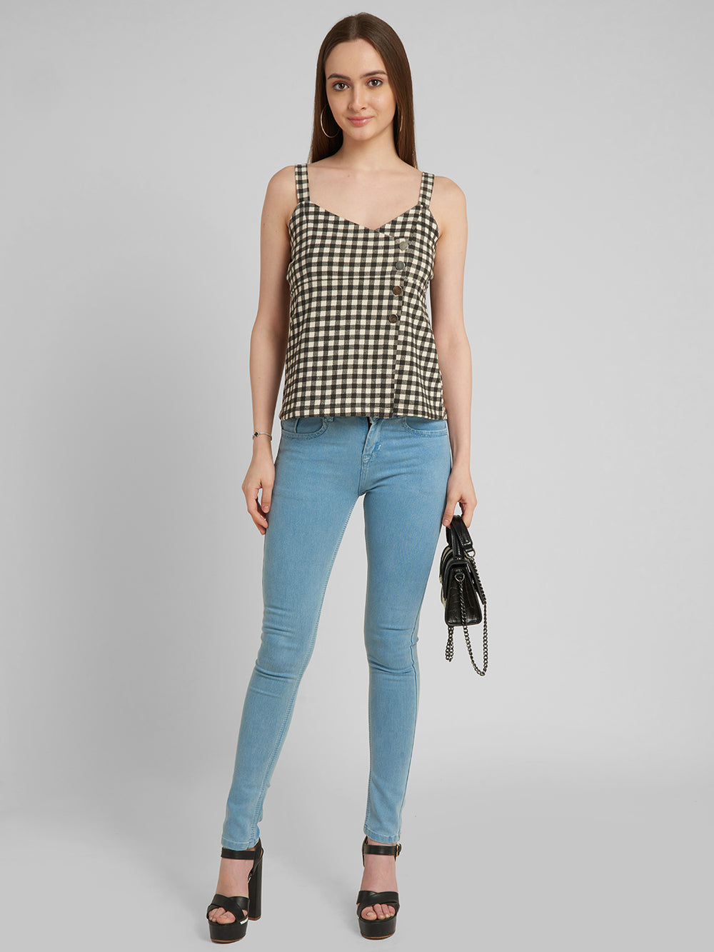 Gingham check patterned top