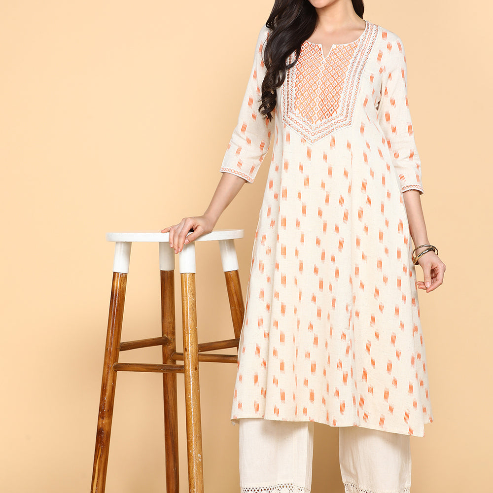 
                      
                        Embroidered Cotton Round Neck Women's Festive Wear Kurta
                      
                    
