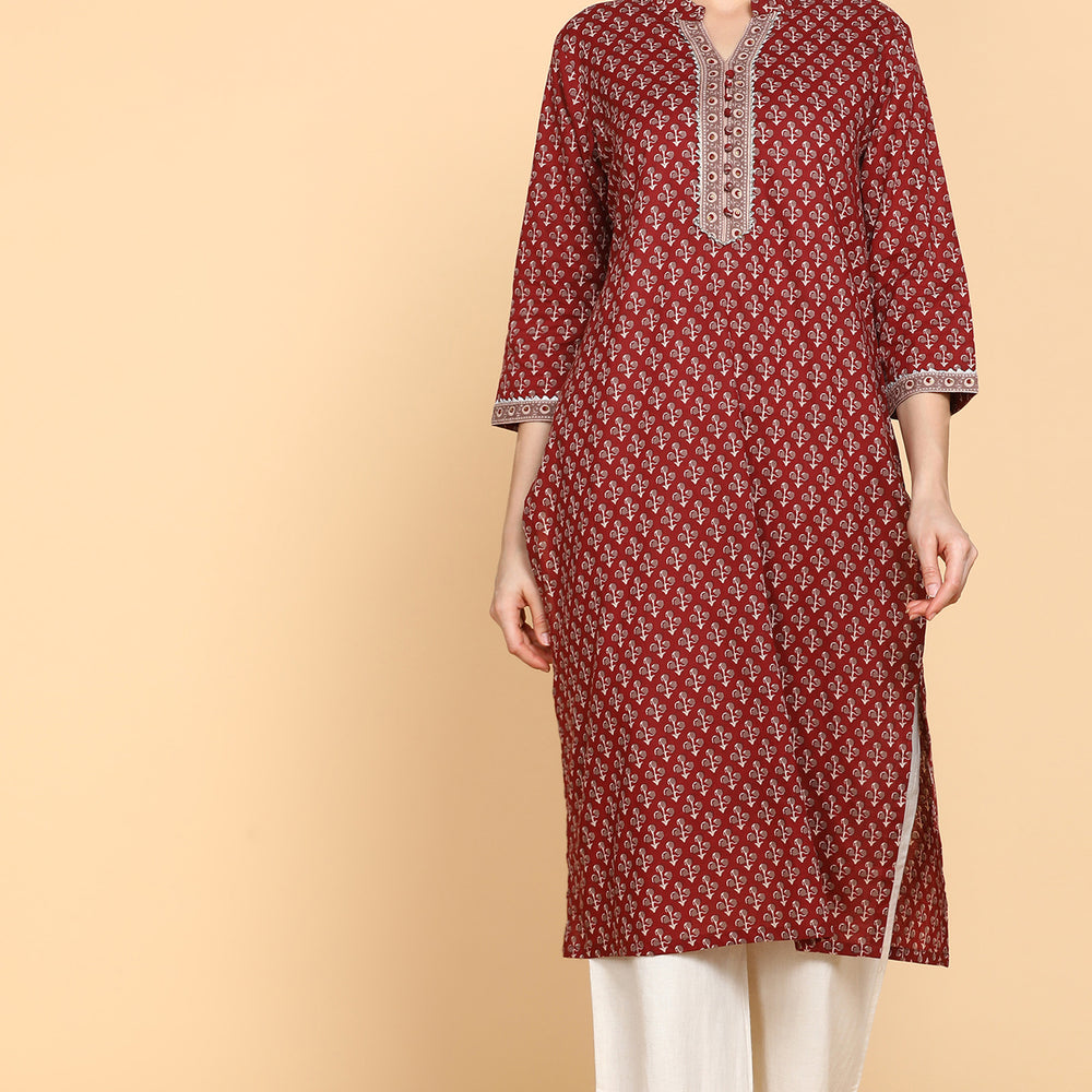 Ethnic Motifs Printed Gotta Patti Cotton Kurta