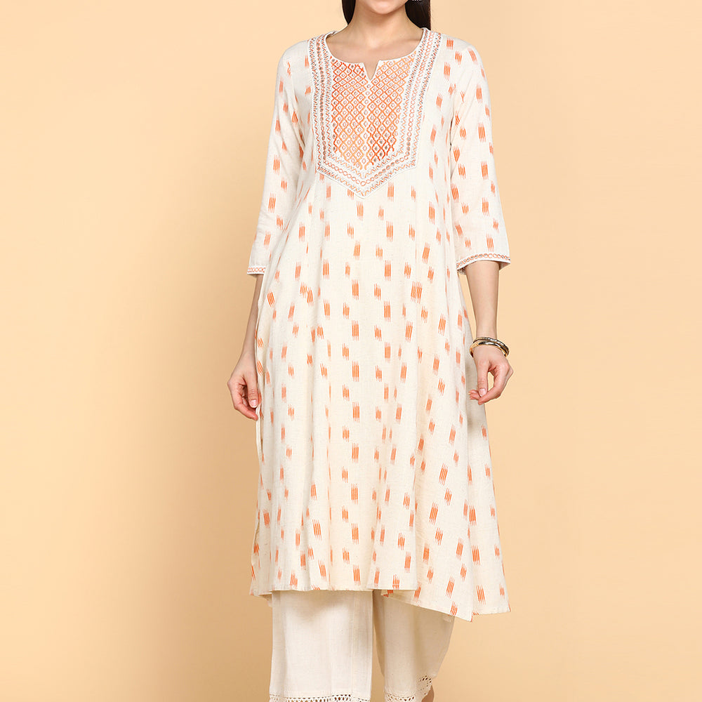 
                      
                        Embroidered Cotton Round Neck Women's Festive Wear Kurta
                      
                    