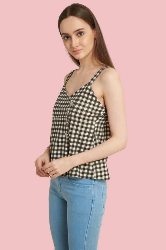 Gingham check patterned top