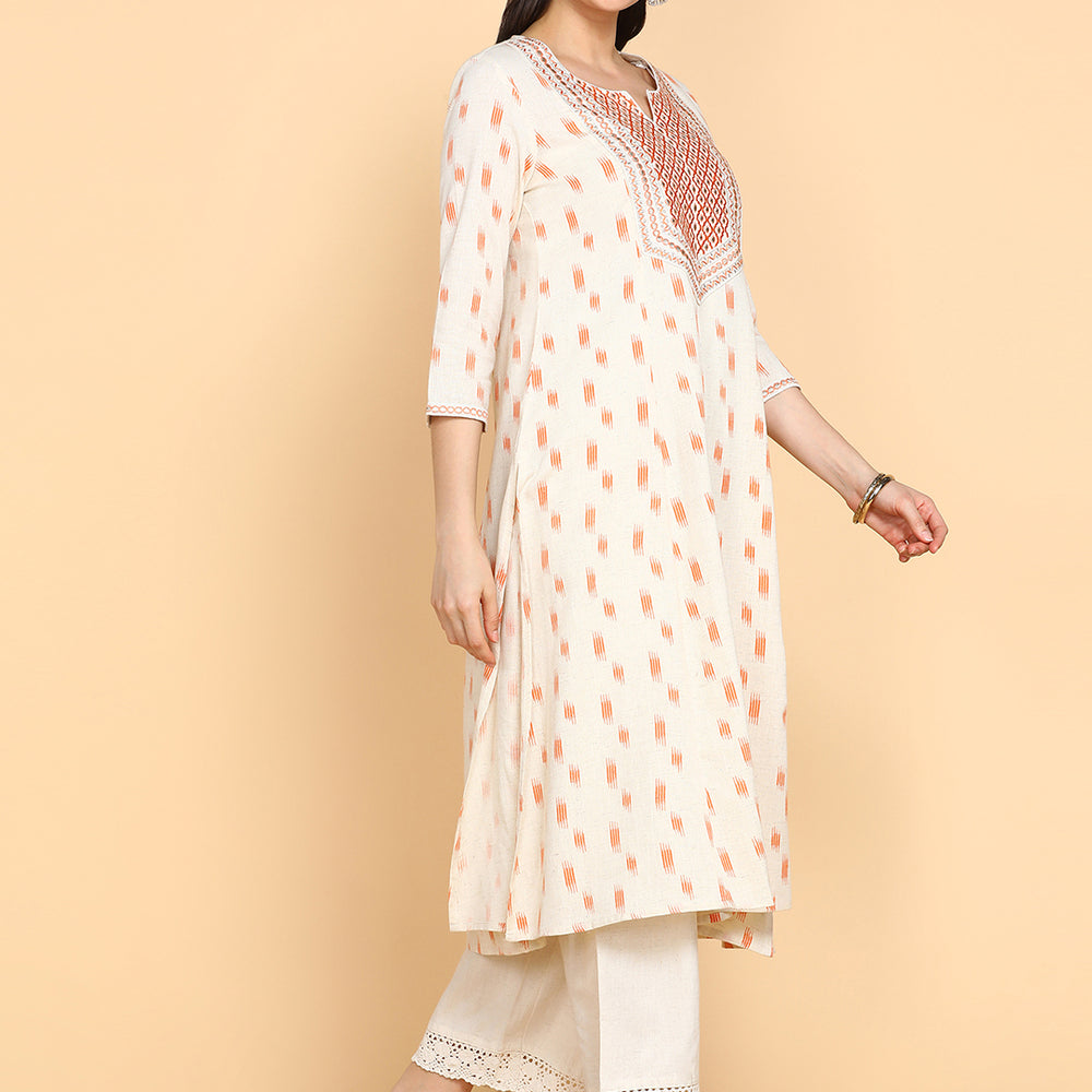 
                      
                        Embroidered Cotton Round Neck Women's Festive Wear Kurta
                      
                    