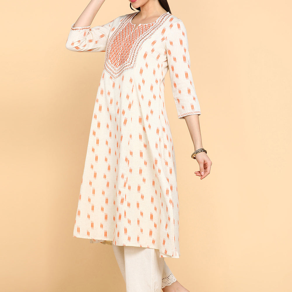 
                      
                        Embroidered Cotton Round Neck Women's Festive Wear Kurta
                      
                    
