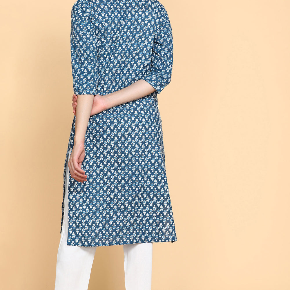 
                      
                        Ethnic Motifs Printed Gotta Patti Panelled Pure Cotton Kurta
                      
                    