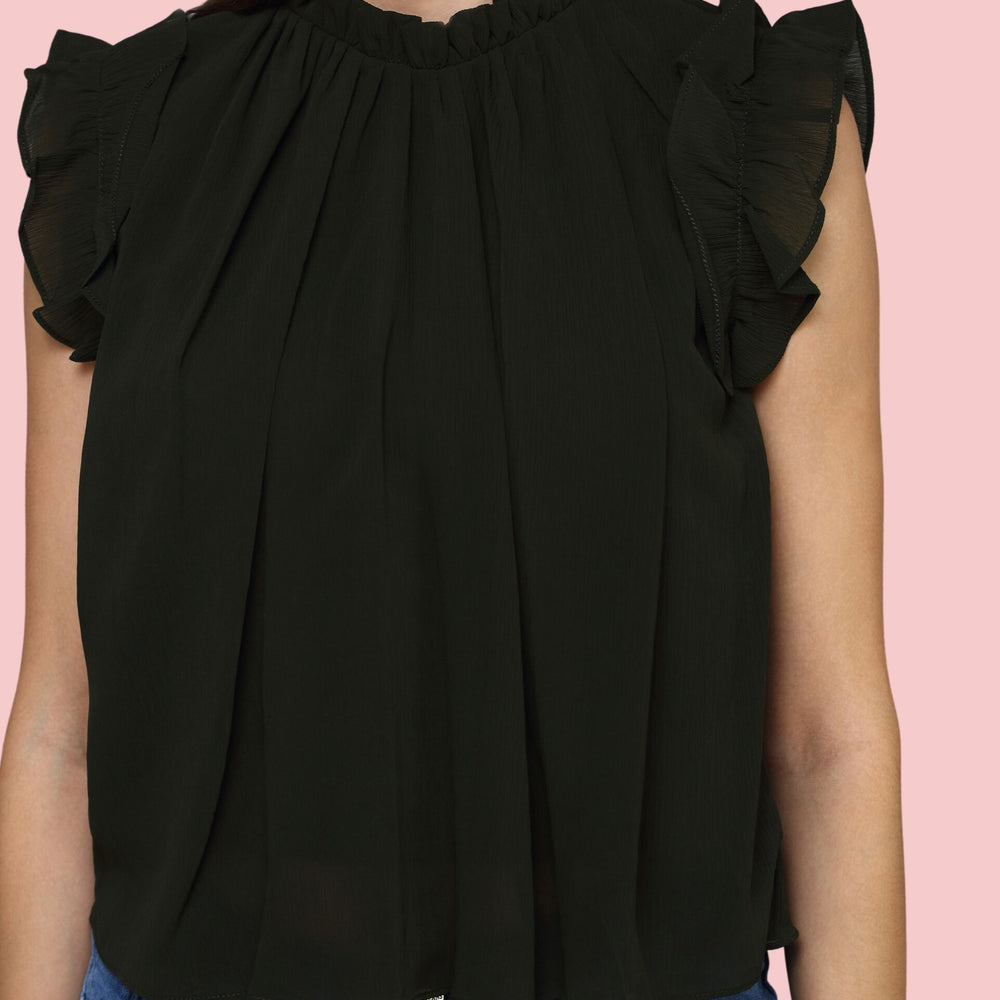 
                      
                        aturabi Delicately Ruffled Olive Green Top
                      
                    