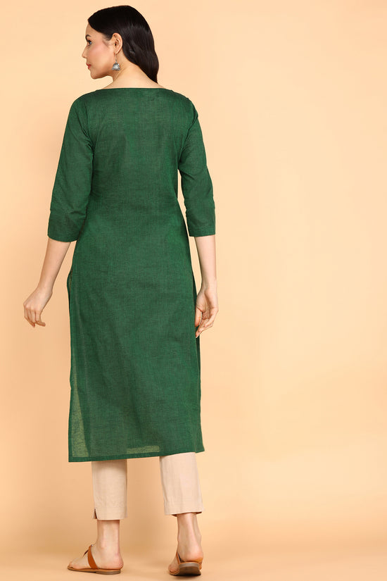 Green Elegant Long Kurta With Embroidery