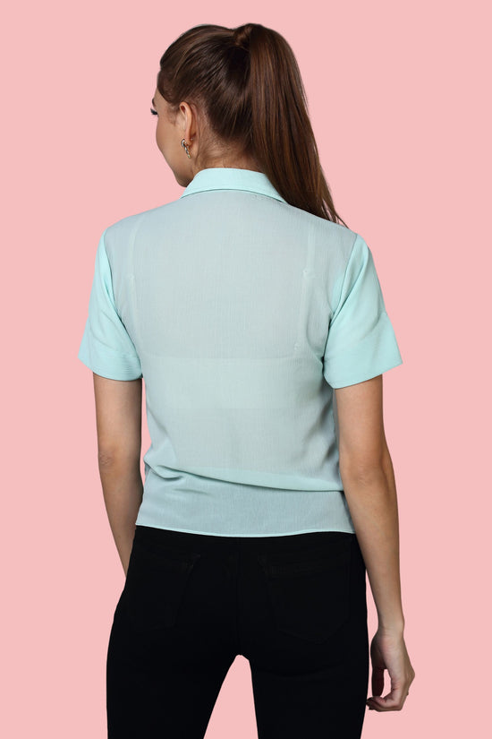 Load image into Gallery viewer, Pista Green Shirt Top With Buttons
