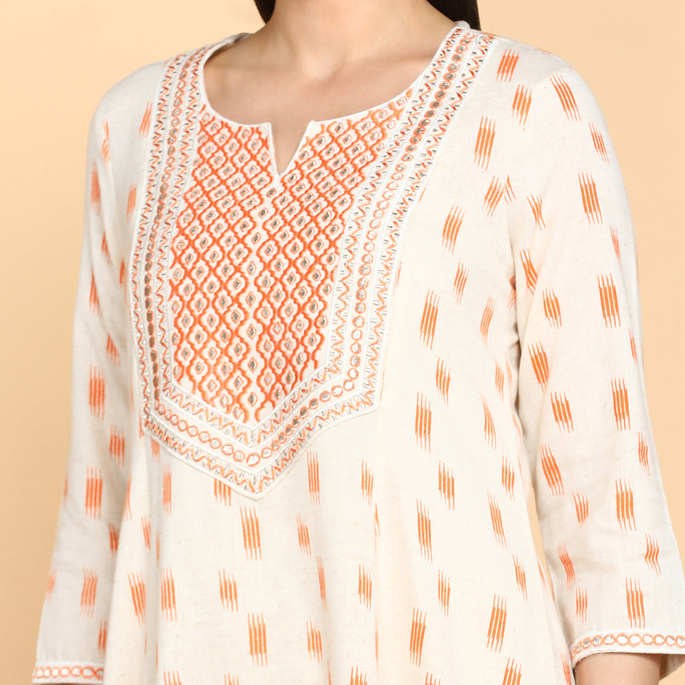 
                      
                        Embroidered Cotton Round Neck Women's Festive Wear Kurta
                      
                    