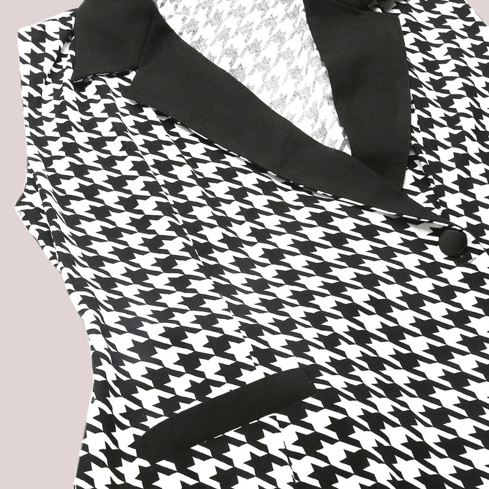 
                      
                        Black and White Sleeveless Houndstooth Coat Dress
                      
                    