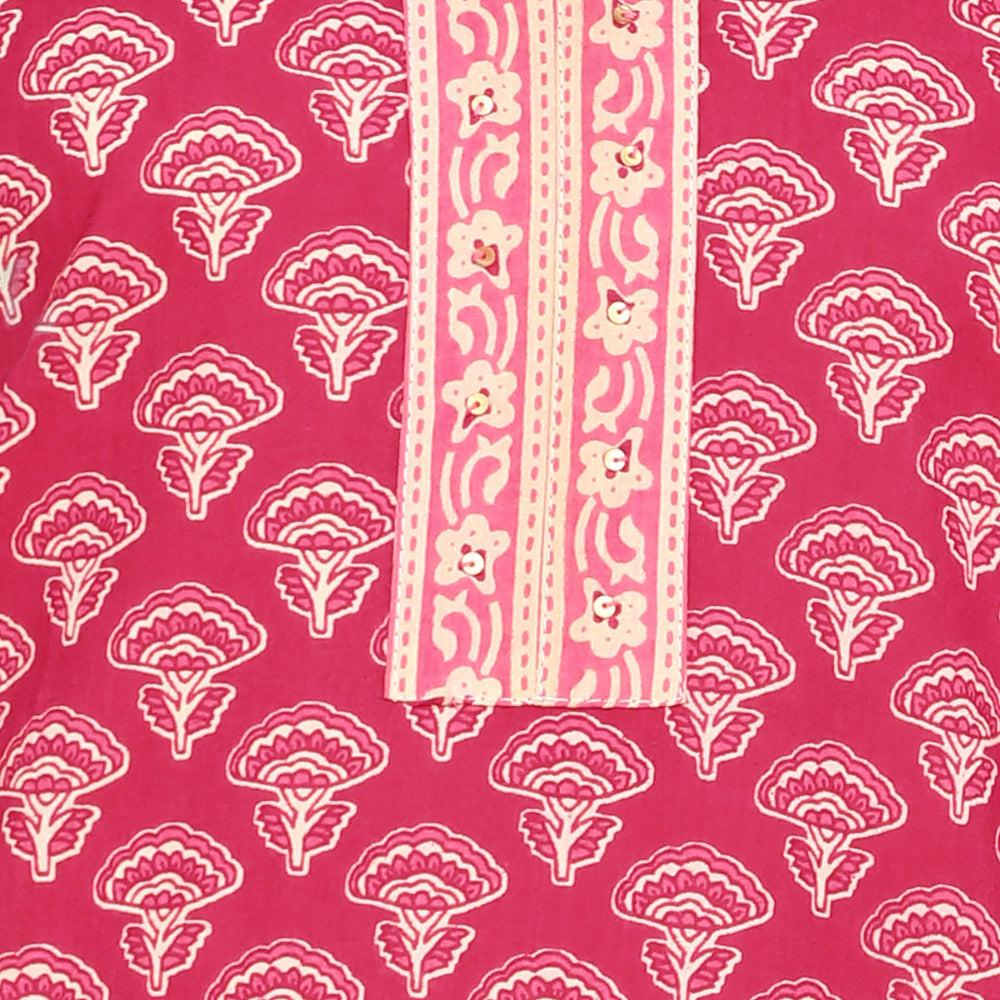 
                      
                        Ethnic Motifs Printed Notched Neck Pure Cotton Kurta
                      
                    