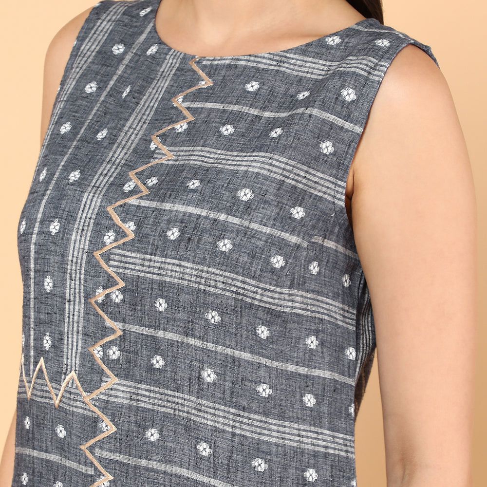 
                      
                        Indigo Blue Straight Kurta With Geometric Embroidery
                      
                    
