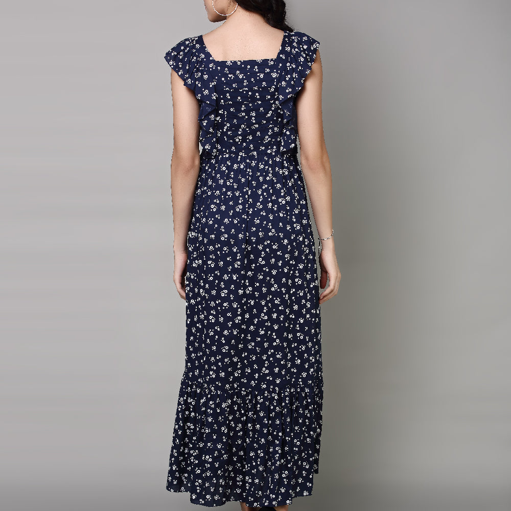 
                      
                        Women Navy Blue Floral Printed Maxi Dress
                      
                    