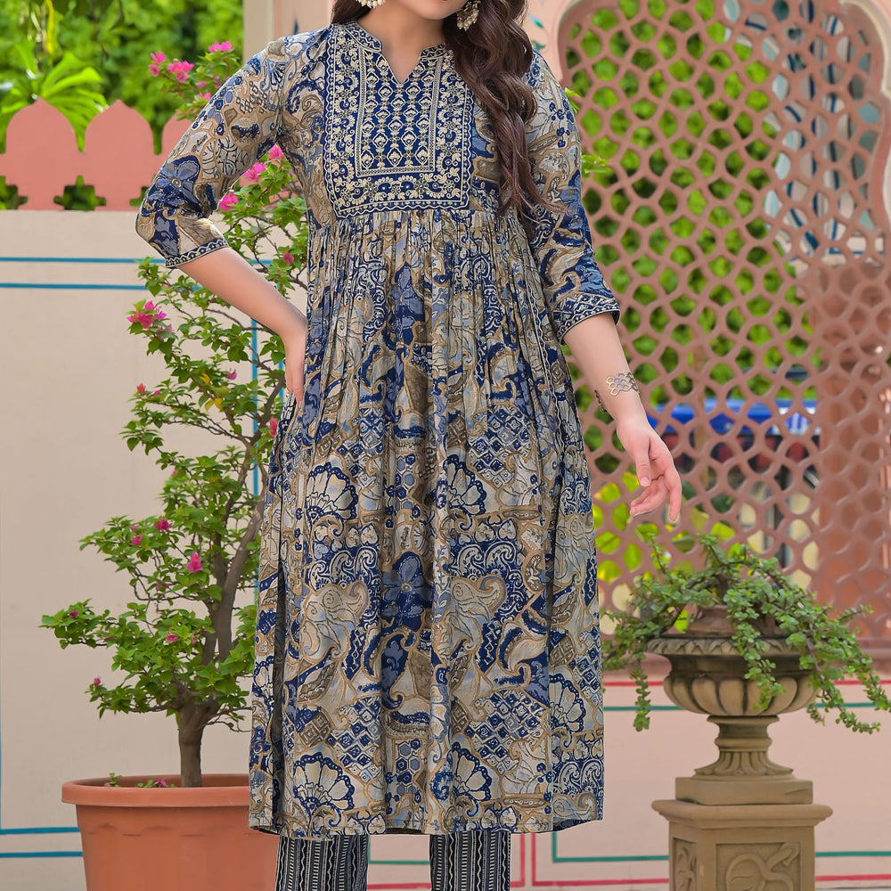 
                      
                        Blue Muslin  Thread work detailing kurta set with pant and dupatta
                      
                    
