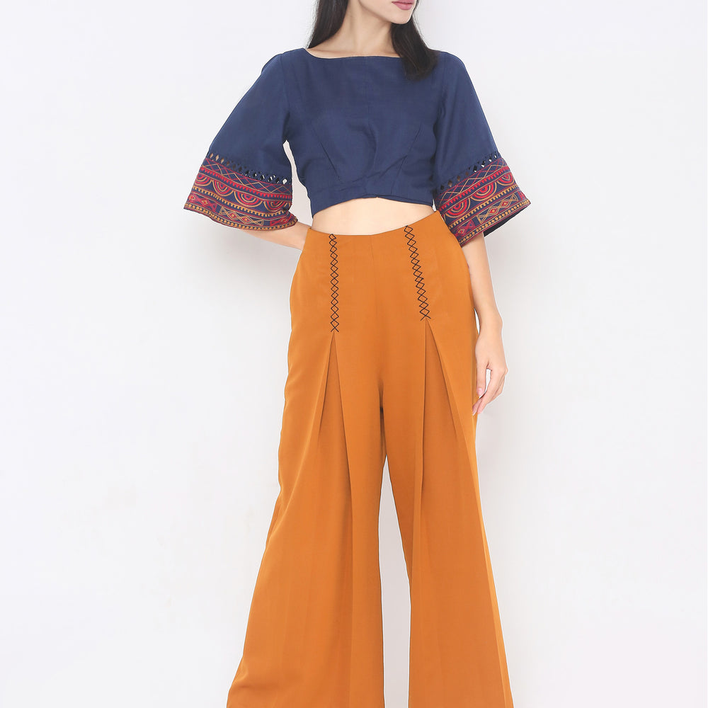 
                      
                        Navy Blue Styled Back Crop Top
                      
                    