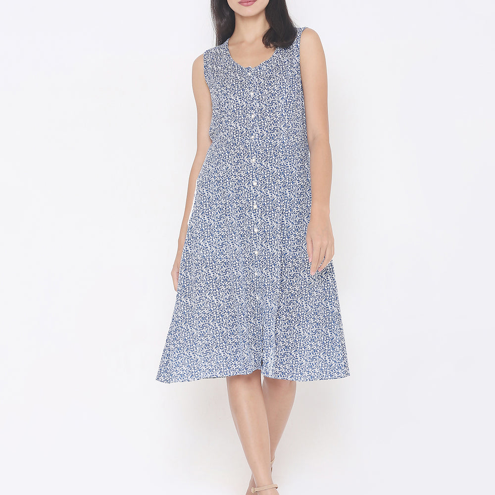 
                      
                        White Floral A-Line Dress
                      
                    