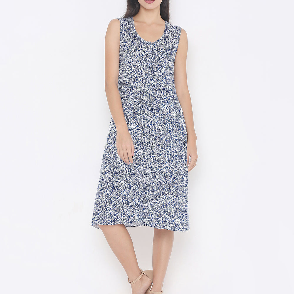 
                      
                        White Floral A-Line Dress
                      
                    