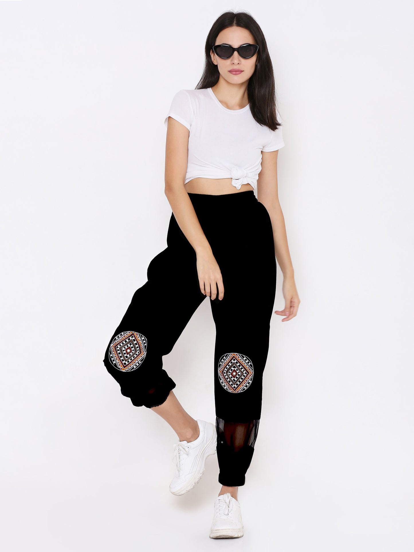 Women Black Printed Relaxed Trousers