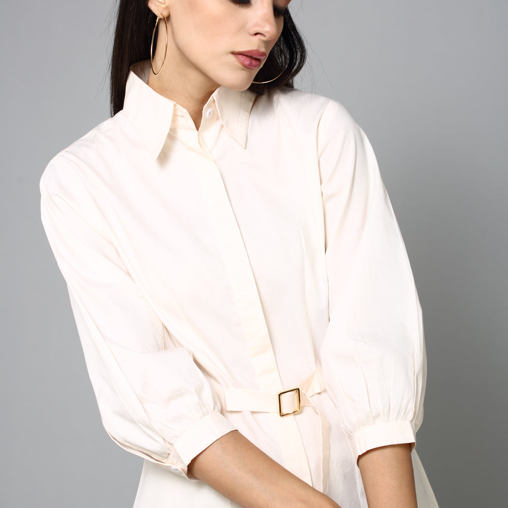 
                      
                        Light Peach 3/4 Sleeves Shirt Dress
                      
                    