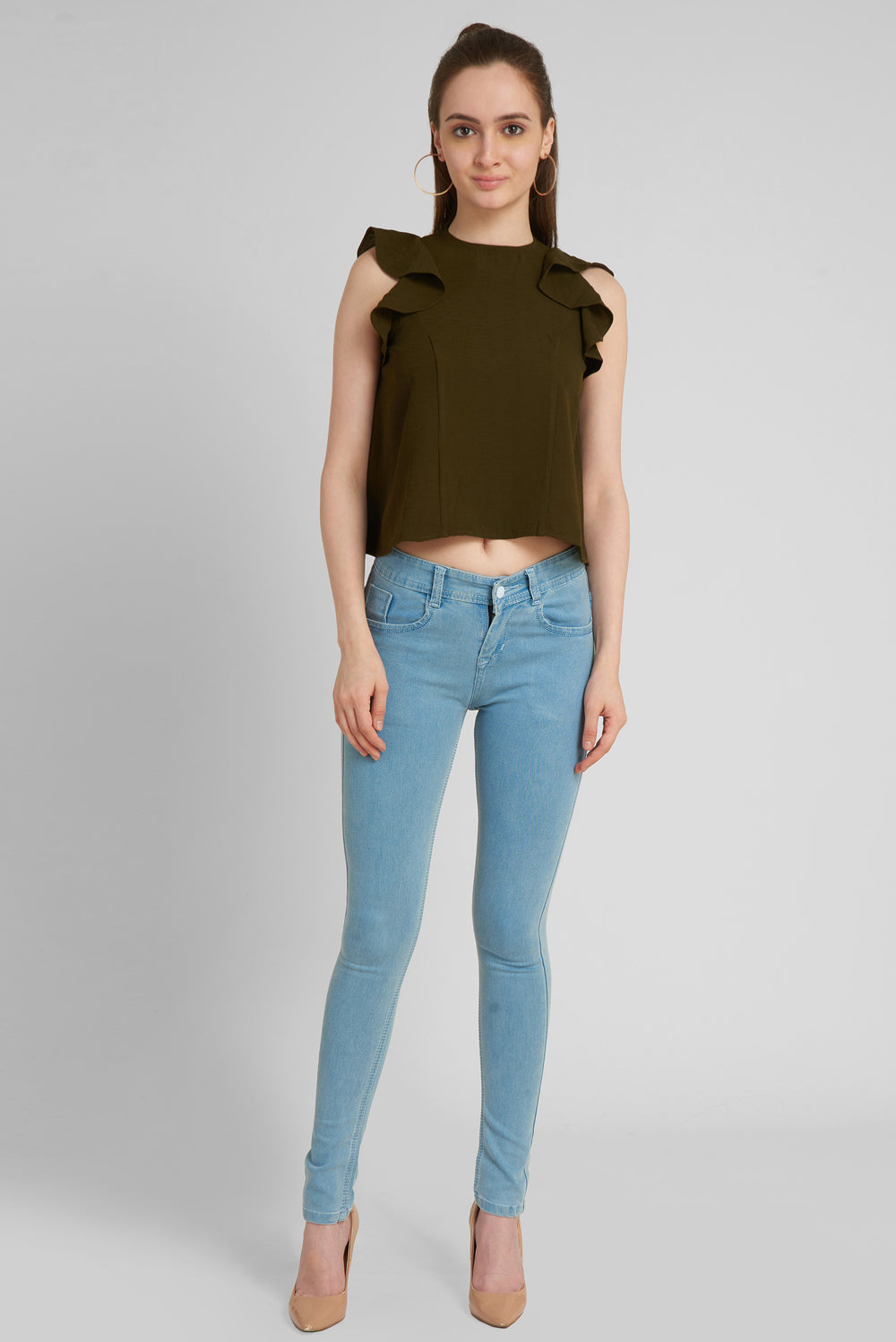 Olive Green Crop Top