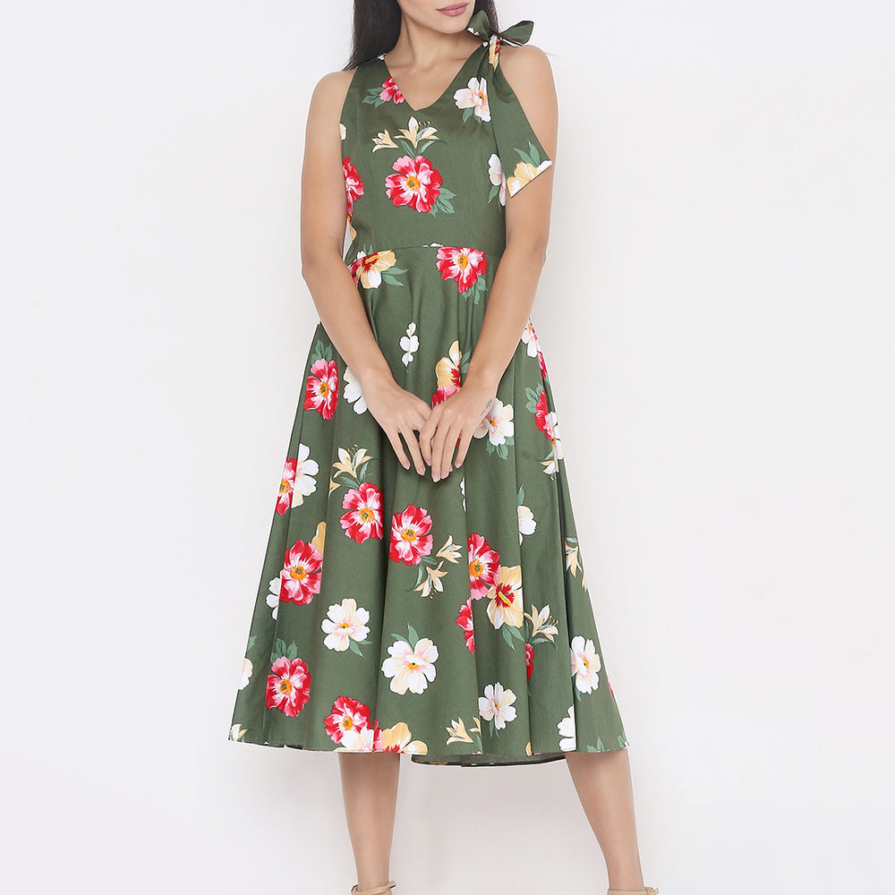 
                      
                        Green Printed Sleeveless Dress
                      
                    