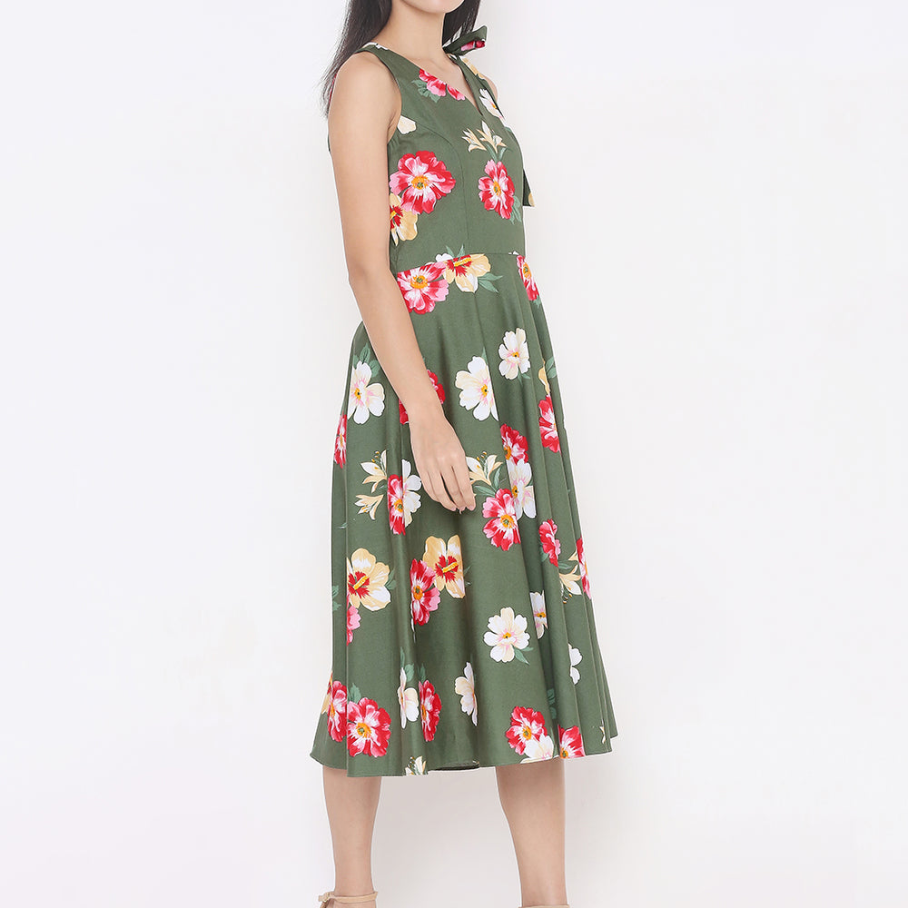 
                      
                        Green Printed Sleeveless Dress
                      
                    